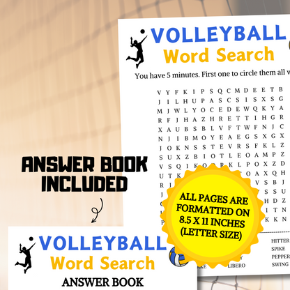 Volleyball Word Search Game | Volleyball Word Find Game