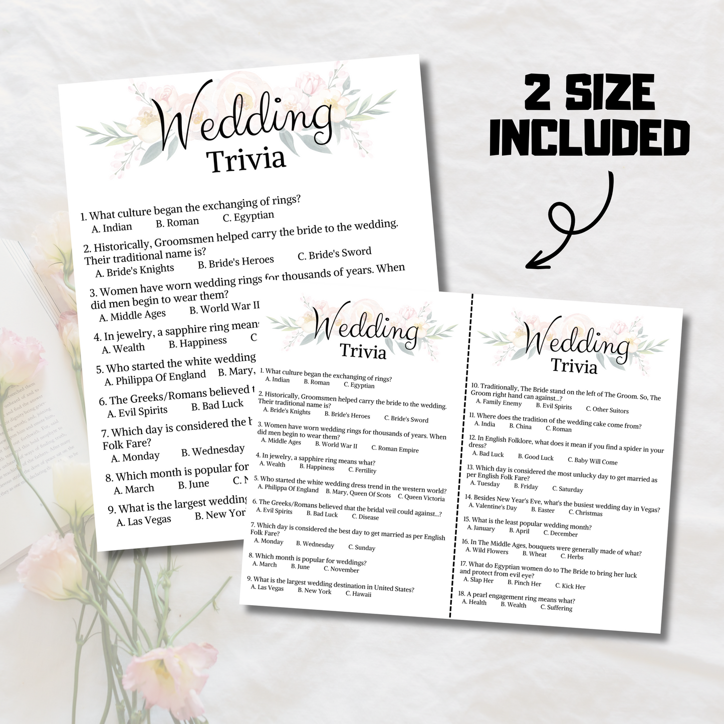 Wedding Trivia Game | Printable Bridal Shower Trivia Quiz