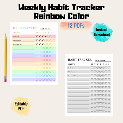 Weekly Habit Tracker 1: Rainbow Color