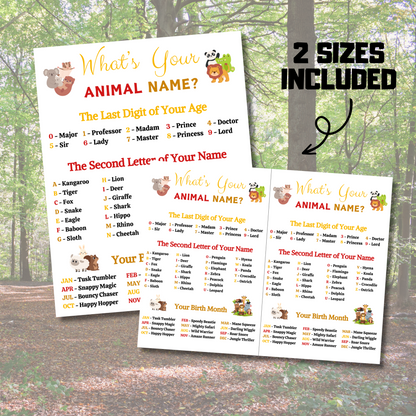 What's Your Animal Name Game | Printable Animal Name Generator