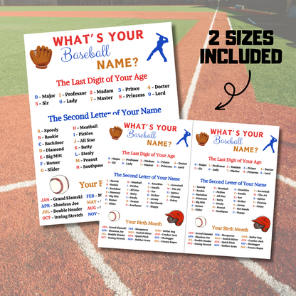 What's Your Baseball Name Game | Printable Baseball Name Creator