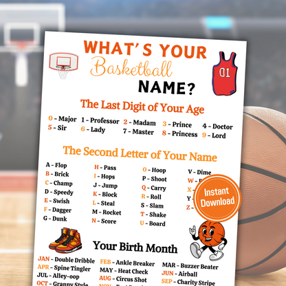 What's Your Basketball Name Game | Basketball Party Name Generator