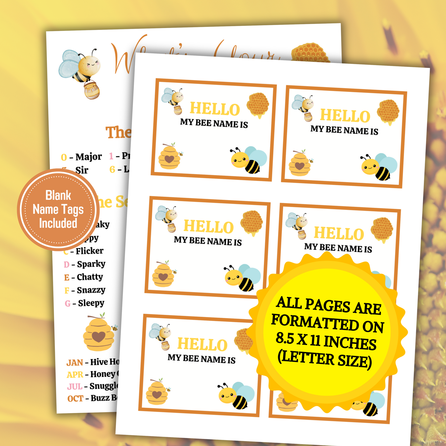 What's Your Bee Name Game | Printable Bee Name Generator