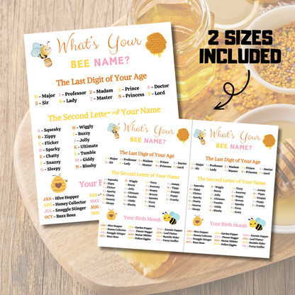 What's Your Bee Name Game | Printable Bee Name Generator