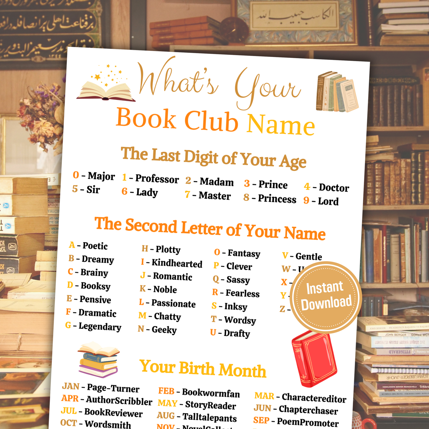 What's Your Book Club Name Game | Printable Book Club Name Creator