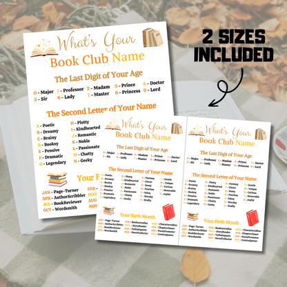 What's Your Book Club Name Game | Printable Book Club Name Creator