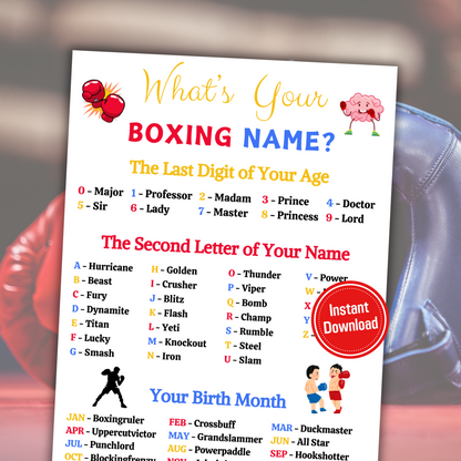 What's Your Boxing Name Game | Printable Boxing Name Generator