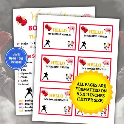 What's Your Boxing Name Game | Printable Boxing Name Generator