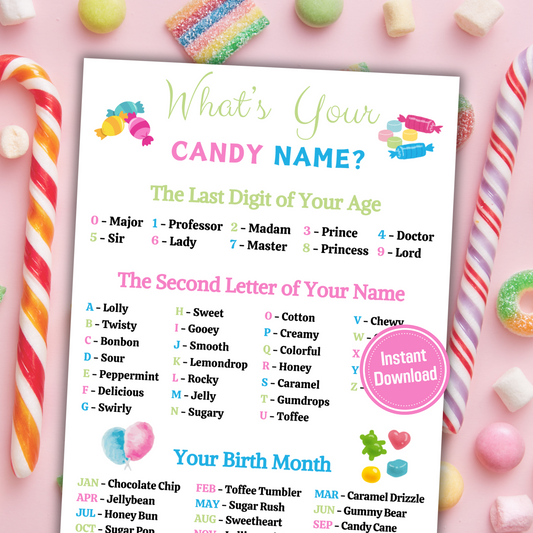 What's Your Candy Name Game | Printable Candy Name Generator