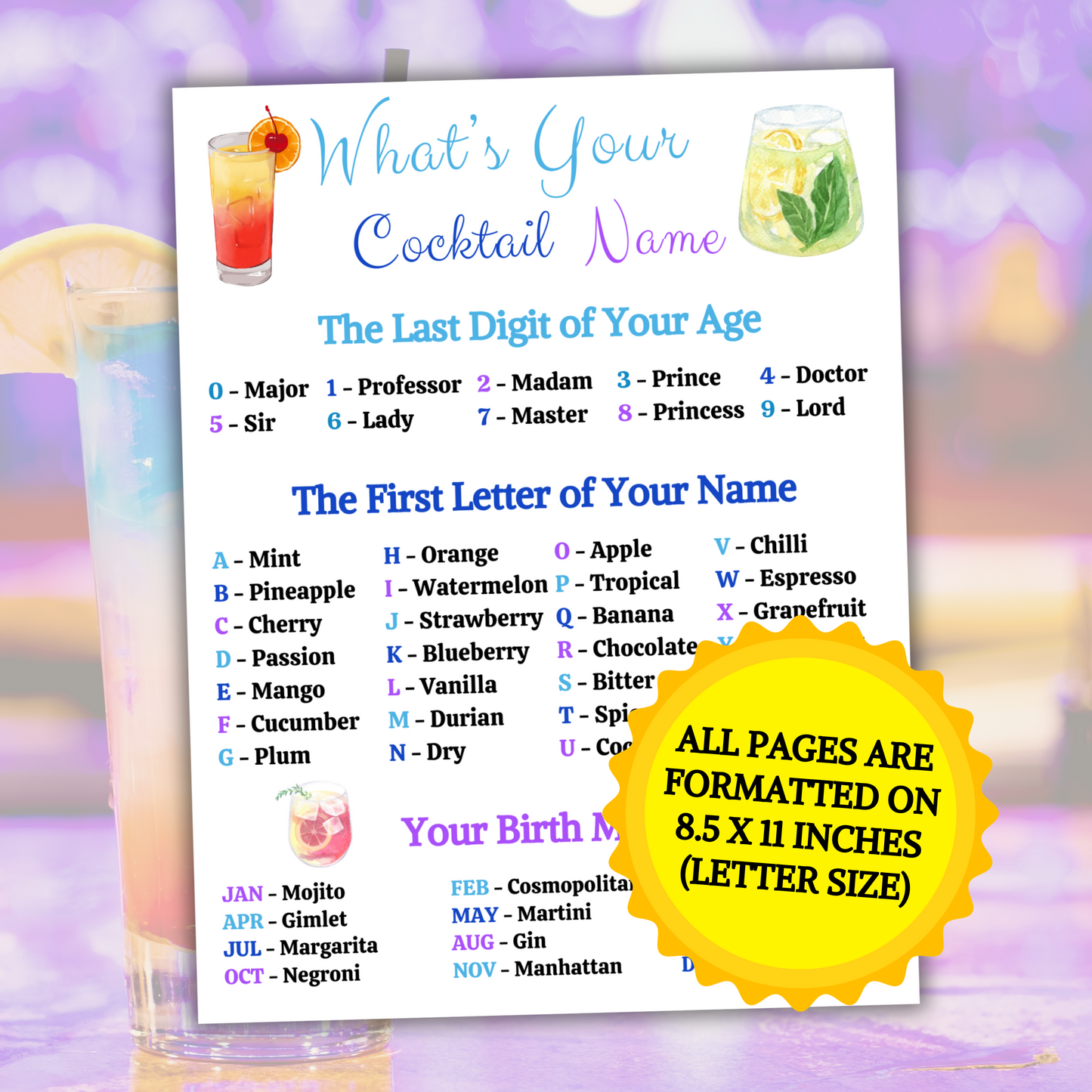 What's Your Cocktail Name | Printable Cocktail Name Generator