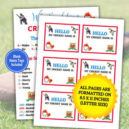 What's Your Cricket Name Game | Printable Cricket Name Generator