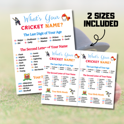 What's Your Cricket Name Game | Printable Cricket Name Generator