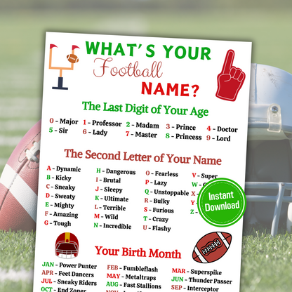 What's Your Football Name Game | American Football Name Generator