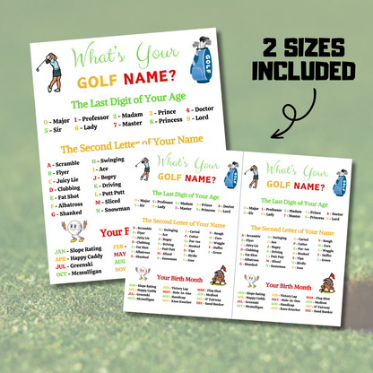 What's Your Golf Name Game | Printable Golf Name Generator