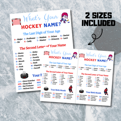 What's Your Hockey Name Game | Printable Hockey Name Generator