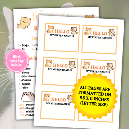 What's Your Kitten Name Game | Printable Kitten Name Generator
