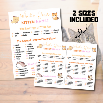 What's Your Kitten Name Game | Printable Kitten Name Generator