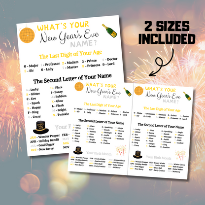 What's Your New Year's Eve Name Game | New Year Party Name Generator