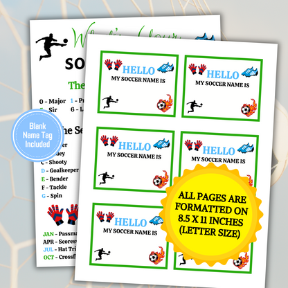 What's Your Soccer Name Game | Printable Soccer Name Generator