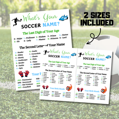 What's Your Soccer Name Game | Printable Soccer Name Generator