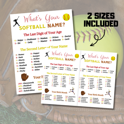 What's Your Softball Name Game | Printable Softball Name Generator