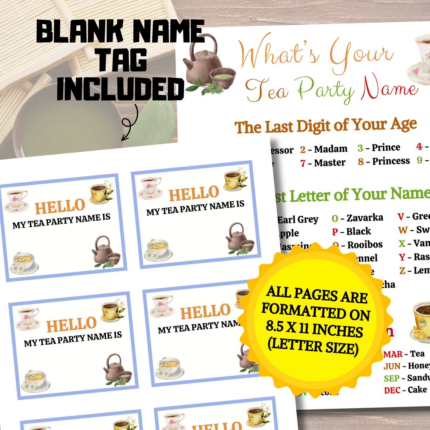 What's Your Tea Party Name Game | Printable Tea Party Name Creator