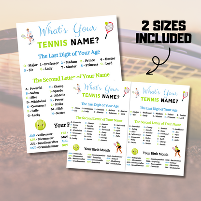 What's Your Tennis Name Game | Printable Tennis Name Generator