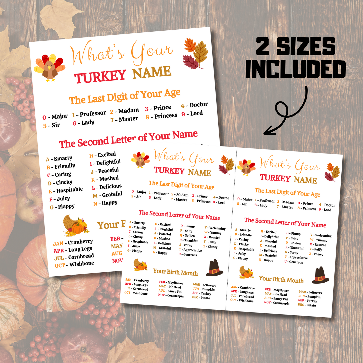 What's Your Turkey Name Game | Thanksgiving Turkey Name Game