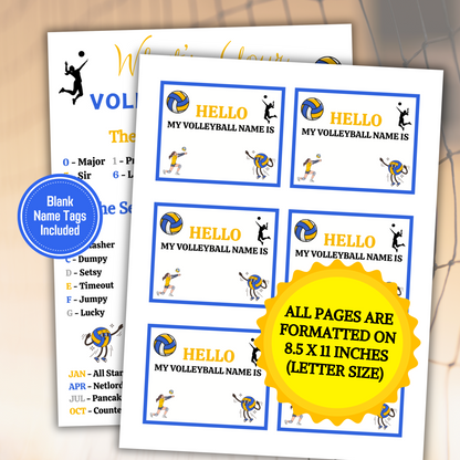 What's Your Volleyball Name Game | Printable Volleyball Name Generator