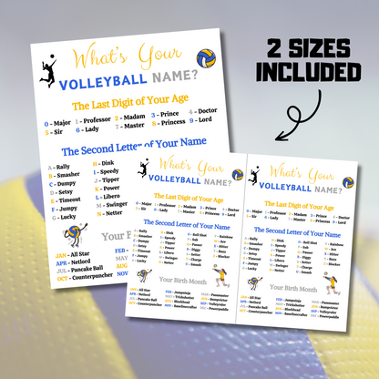 What's Your Volleyball Name Game | Printable Volleyball Name Generator