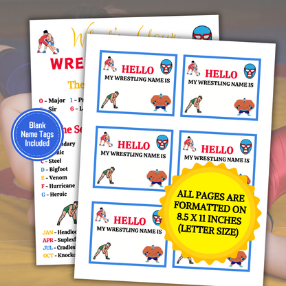 What's Your Wrestling Name Game | Printable Wrestling Name Generator