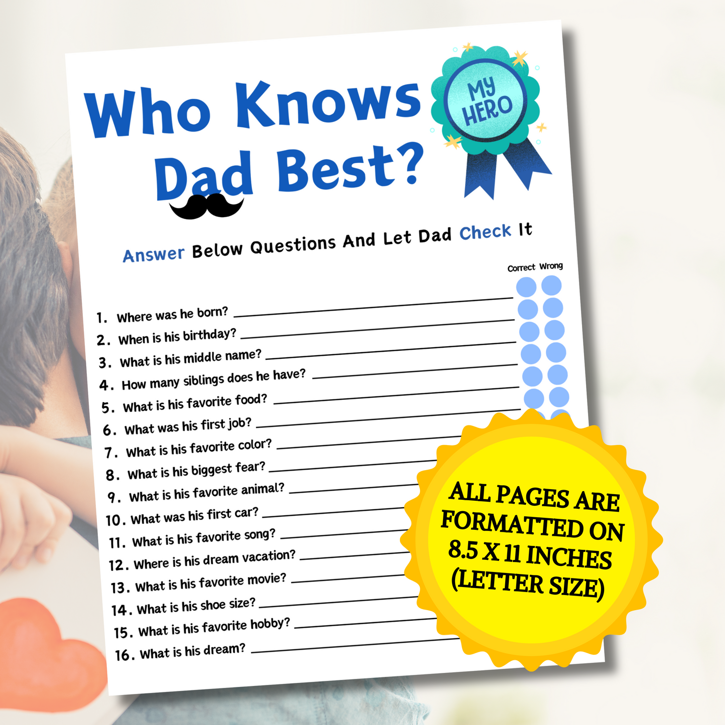 Who Knows Dad Best | Fathers Day Who Knows Daddy Best Game