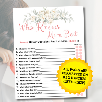 Who Knows Mom Best | Who Knows Mommy Best Game