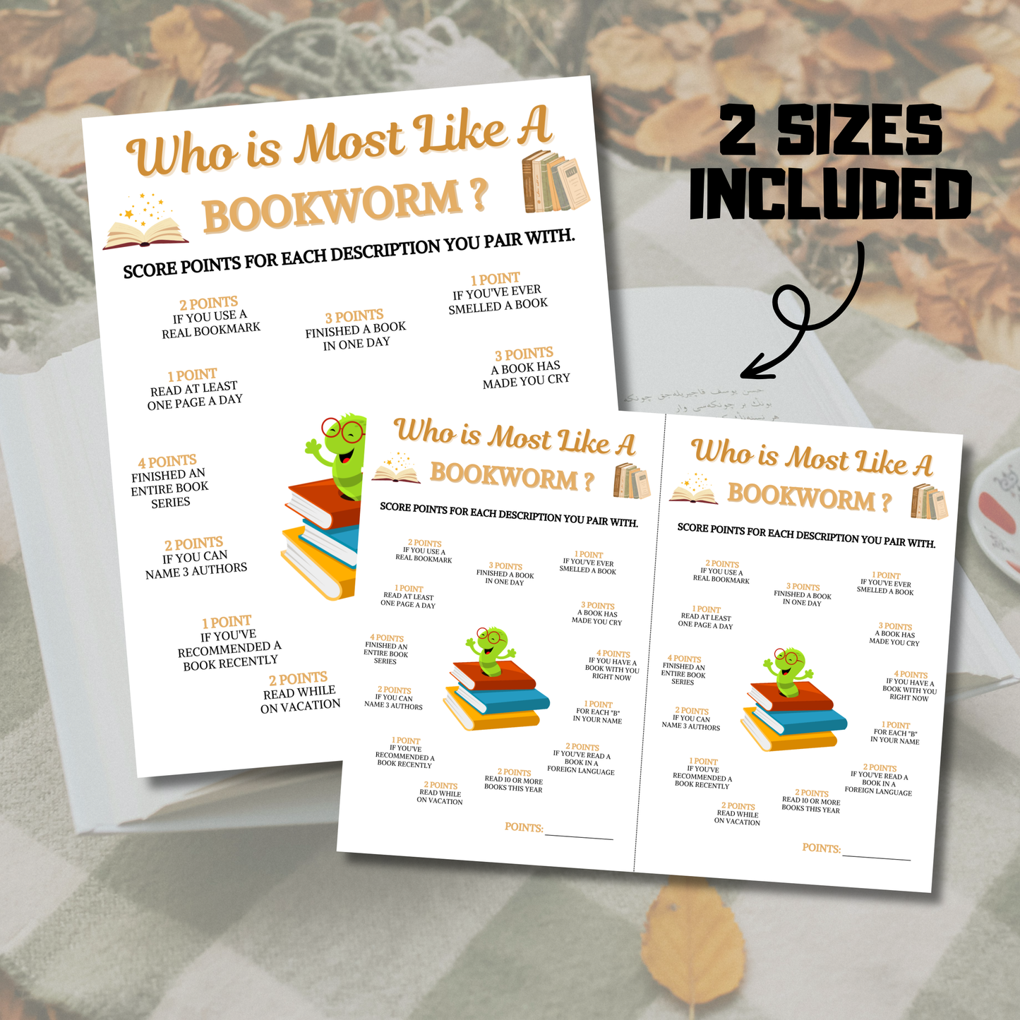 Who Is Most Like A Bookworm Game | Book Club Games