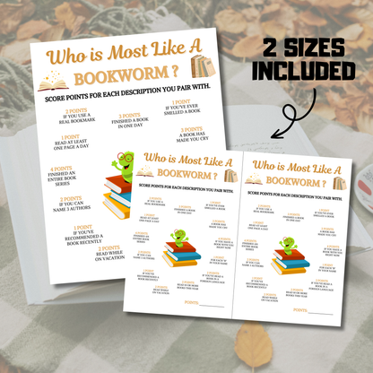Who Is Most Like A Bookworm Game | Book Club Games