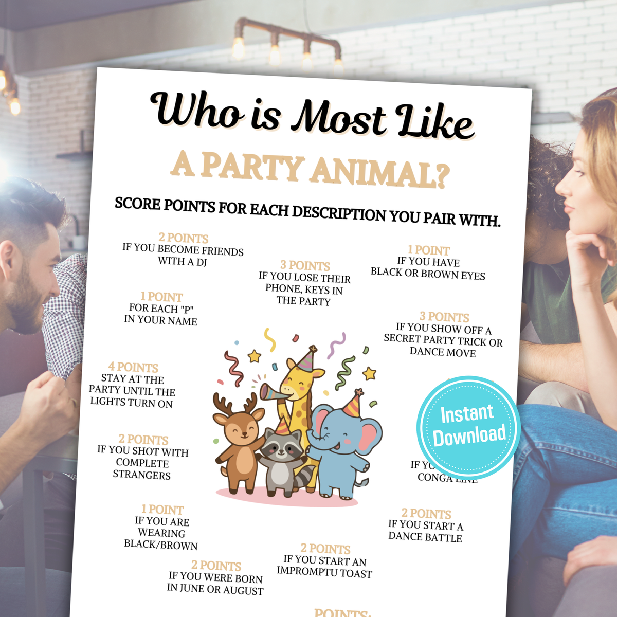 Who Is Most Like A Party Animal Game | Icebreaker Games