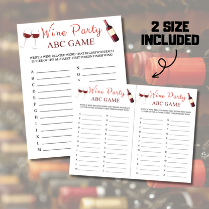 Wine ABC Game | Printable A-Z Race Game