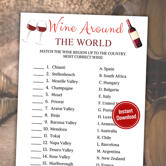 Wine Around The World Game | Printable Wine Party Game