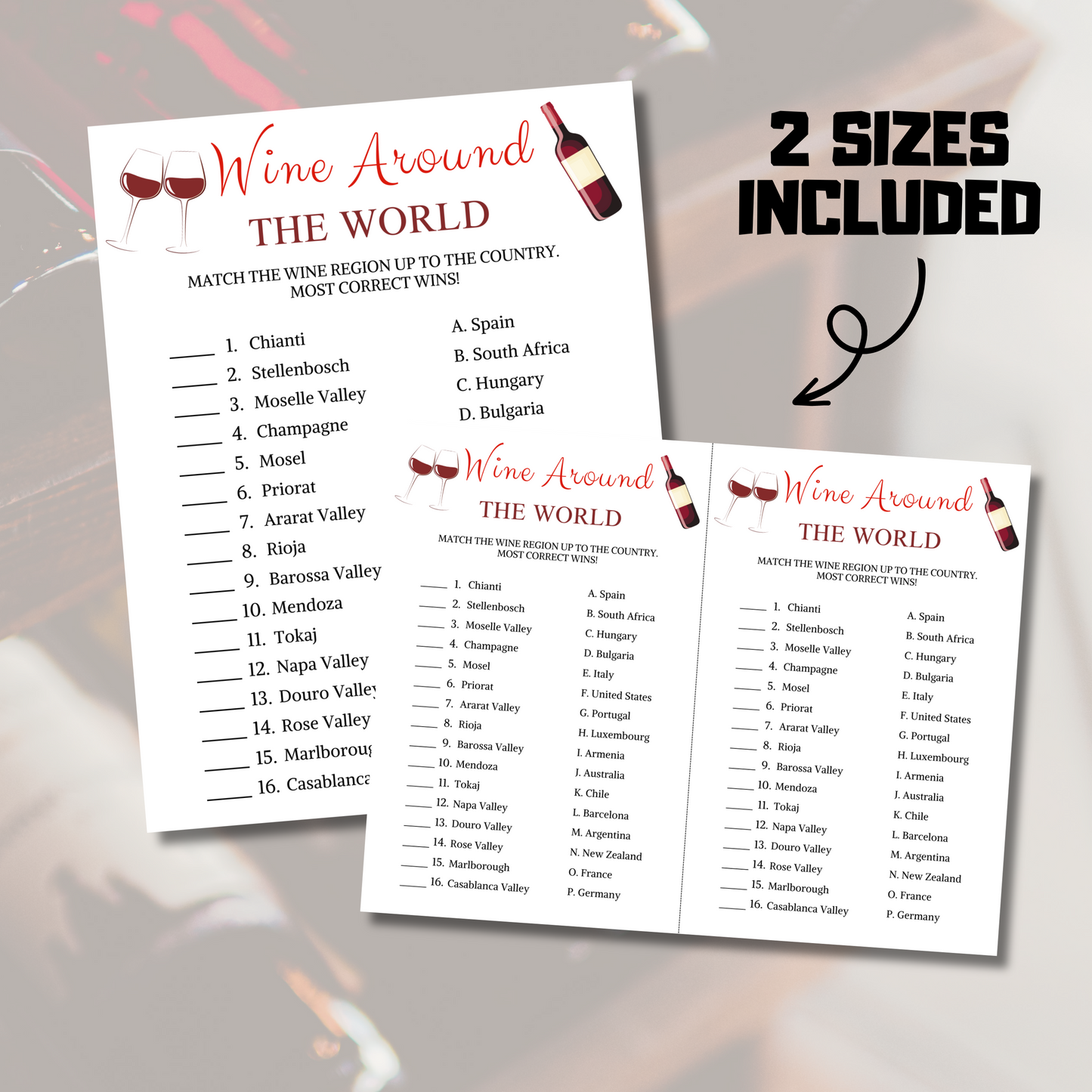 Wine Around The World Game | Printable Wine Party Game