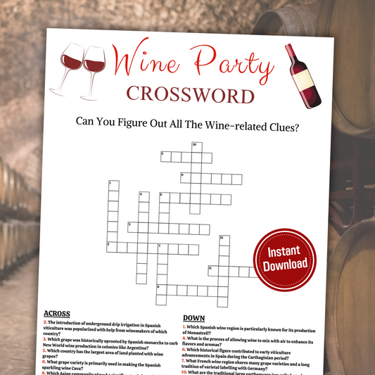 Wine Crossword Game | Wine Crossword Puzzle Game