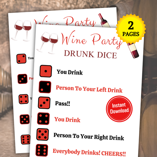 Wine Drunk Dice Game | Printable Left Right Drinking Game