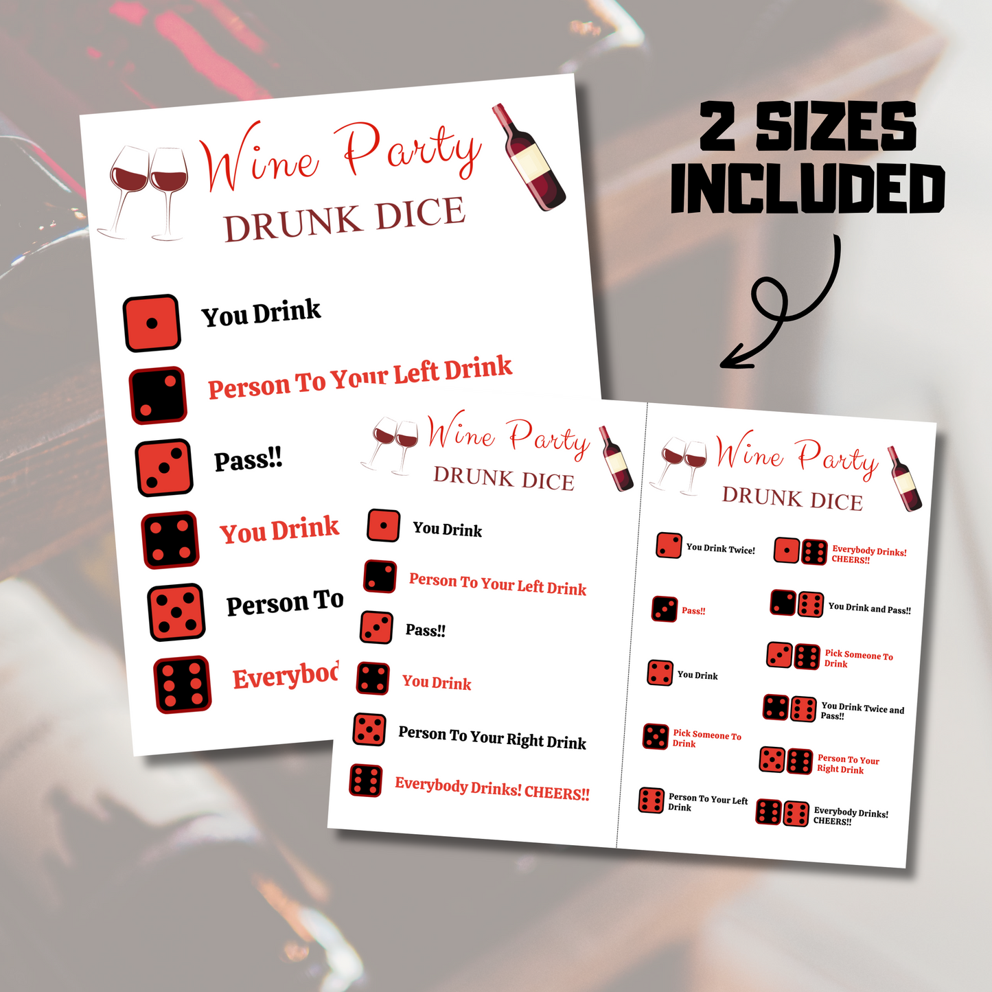 Wine Drunk Dice Game | Printable Left Right Drinking Game