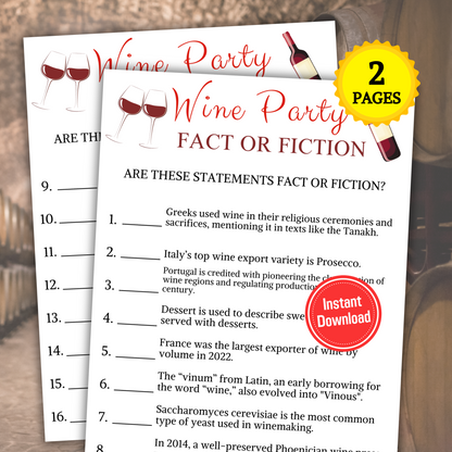 Wine Fact or Fiction Game | Wine True or False Game