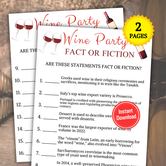 Wine Fact or Fiction Game | Wine True or False Game