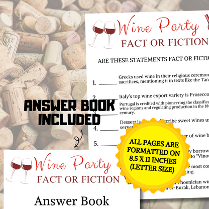 Wine Fact or Fiction Game | Wine True or False Game