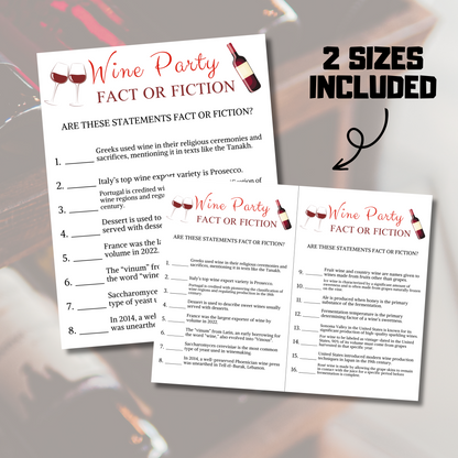 Wine Fact or Fiction Game | Wine True or False Game