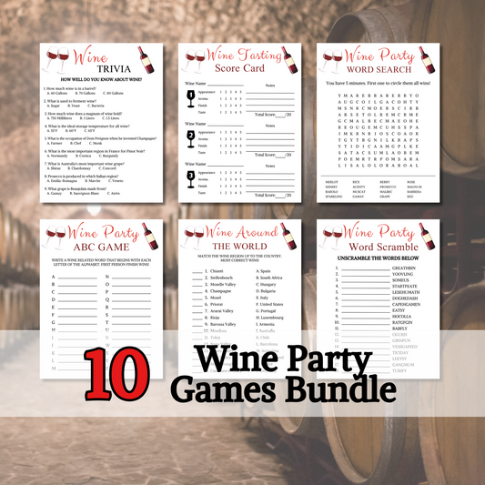 Wine Party Game Bundle | Printable 10 Wine Party Games BEST Price Bundle