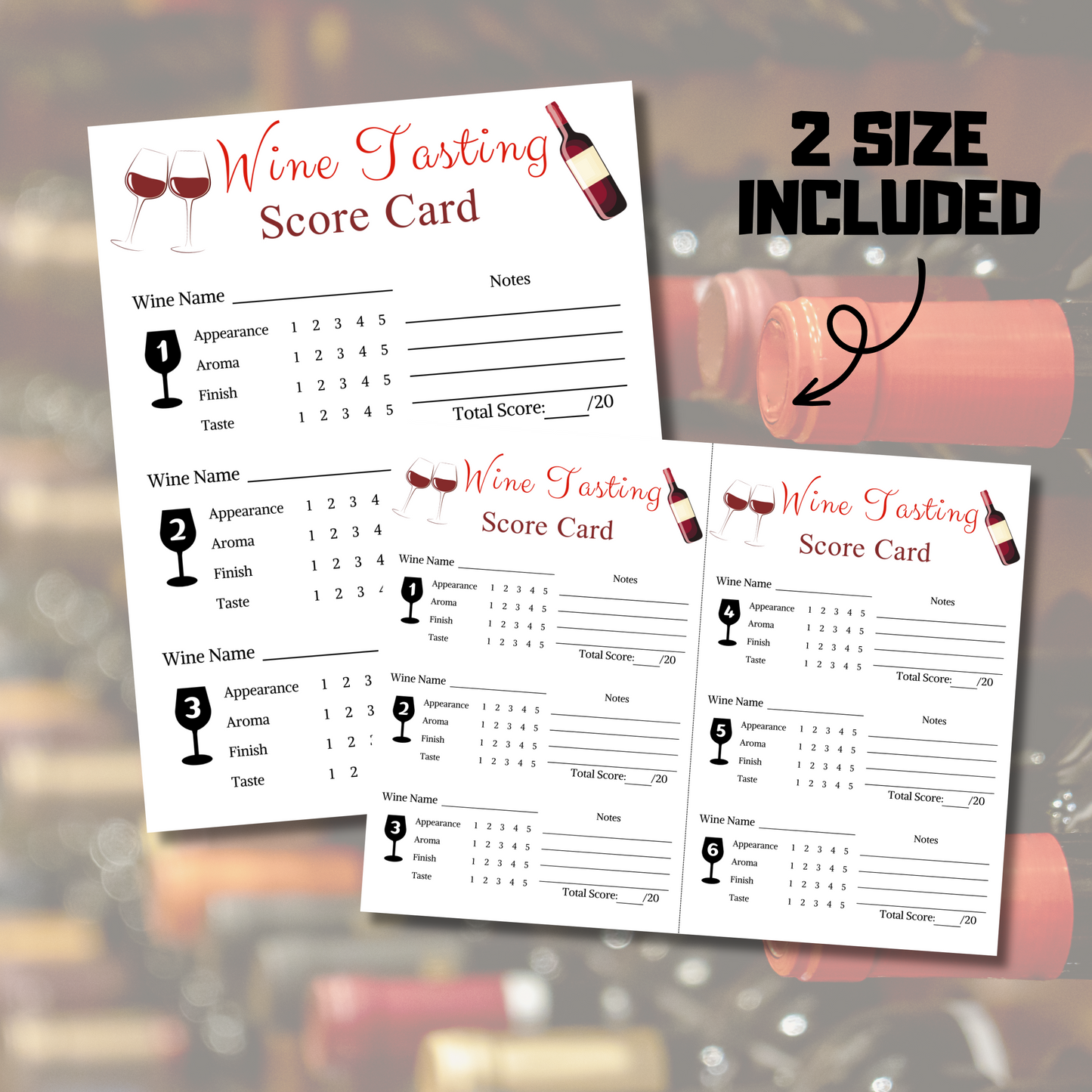 Wine Tasting Card | Printable Wine Tasting Scorecard