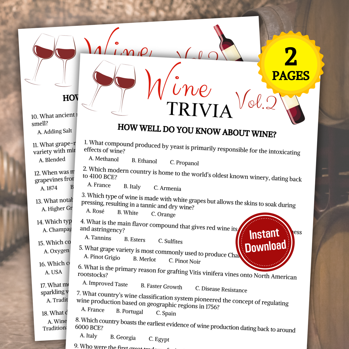 Wine Trivia Game Vol.2 | Wine Knowledge Quiz Game