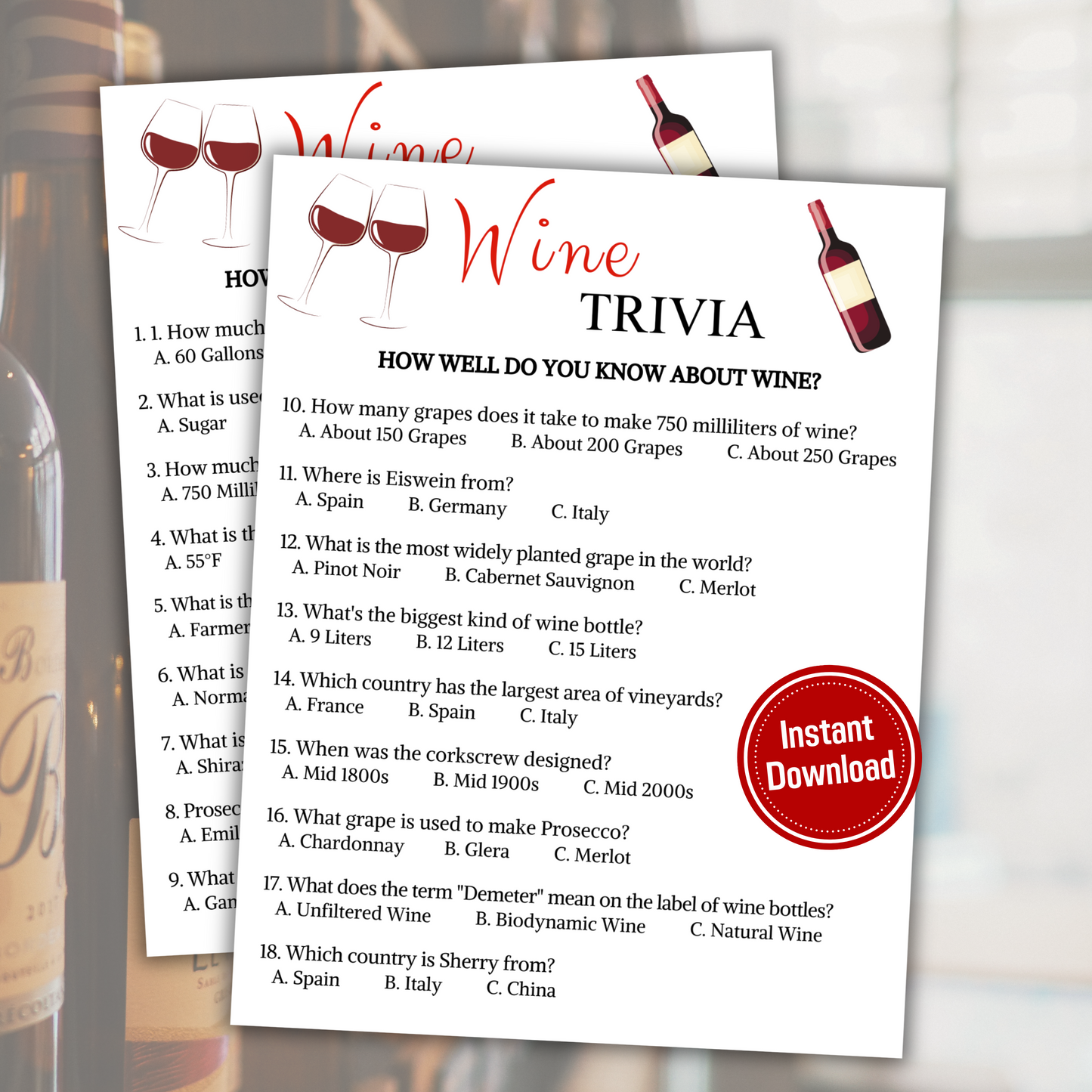 Wine Trivia Game | Wine Knowledge Quiz Game